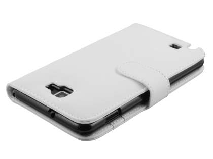 Samsung I9220 Galaxy Note Synthetic Leather Wallet Case - Pearl White
