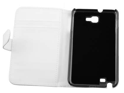 Samsung I9220 Galaxy Note Synthetic Leather Wallet Case - Pearl White