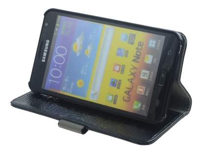 Samsung Galaxy Note Synthetic Crocodile Skin leather Wallet Case with Stand - Classic Black