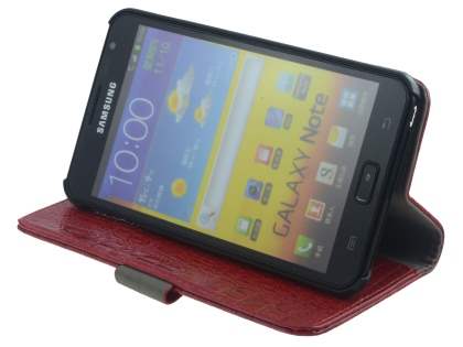 Samsung Galaxy Note Synthetic Crocodile Skin leather Wallet Case with Stand - Red