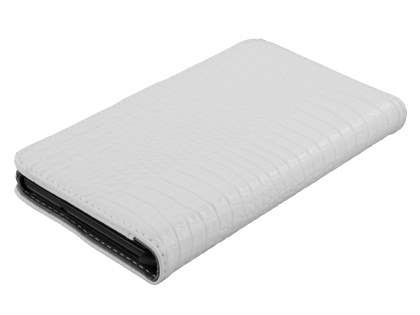 Samsung Galaxy Note Synthetic Crocodile Skin leather Wallet Case with Stand - Cream