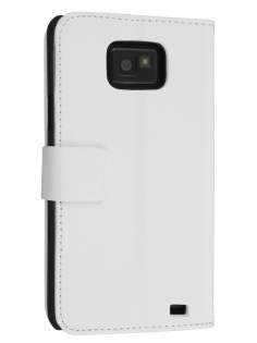 Samsung I9100 Galaxy S2 Slim Synthetic Leather Wallet Case with Stand - Pearl White
