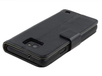 Samsung I9100 Galaxy S2 Slim Synthetic Leather Wallet Case with Stand - Classic Black