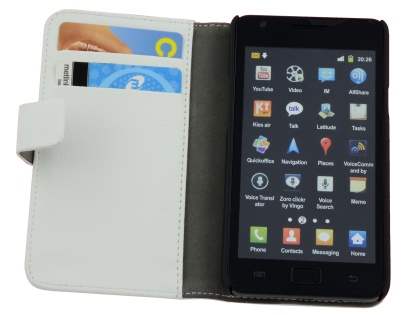 Samsung I9100 Galaxy S2 Slim Synthetic Leather Wallet Case with Stand - Pearl White