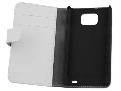 Samsung I9100 Galaxy S2 Slim Synthetic Leather Wallet Case with Stand - Pearl White