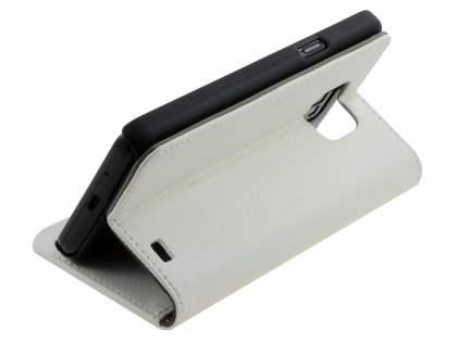 Samsung I9100 Galaxy S2 Slim Synthetic Leather Wallet Case with Stand - Pearl White