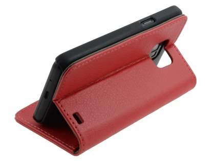 Samsung I9100 Galaxy S2 Slim Synthetic Leather Wallet Case with Stand - Red