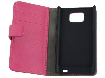 Samsung I9100 Galaxy S2 Slim Synthetic Leather Wallet Case with Stand - Pink