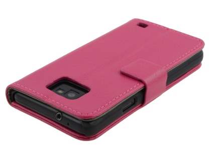 Samsung I9100 Galaxy S2 Slim Synthetic Leather Wallet Case with Stand - Pink