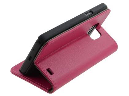 Samsung I9100 Galaxy S2 Slim Synthetic Leather Wallet Case with Stand - Pink
