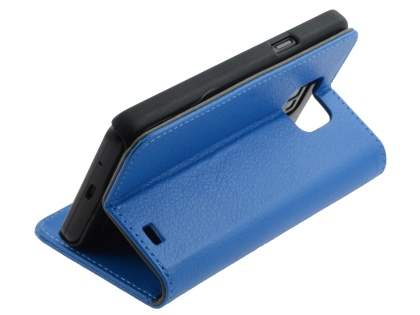 Samsung I9100 Galaxy S2 Slim Synthetic Leather Wallet Case with Stand - Blue