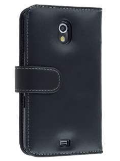 Samsung I9250 Google Galaxy Nexus Synthetic Leather Wallet Case - Classic Black