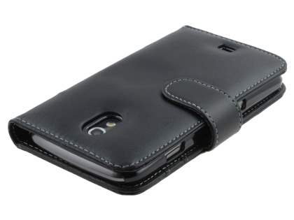Samsung I9250 Google Galaxy Nexus Synthetic Leather Wallet Case - Classic Black