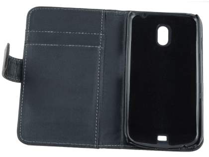 Samsung I9250 Google Galaxy Nexus Synthetic Leather Wallet Case - Classic Black