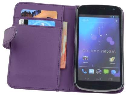 Samsung I9250 Google Galaxy Nexus Synthetic Leather Wallet Case - Purple