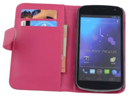 Samsung I9250 Google Galaxy Nexus Synthetic Leather Wallet Case - Pink