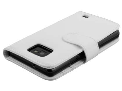 Samsung I9100 Galaxy S2 Synthetic Leather Wallet Case - Pearl White
