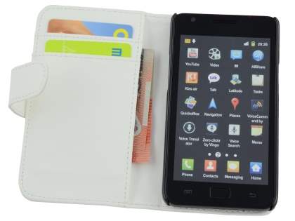Samsung I9100 Galaxy S2 Synthetic Leather Wallet Case - Pearl White