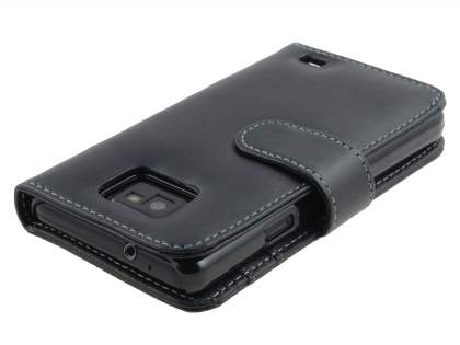 Samsung I9100 Galaxy S2 Synthetic Leather Wallet Case - Classic Black