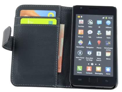 Samsung I9100 Galaxy S2 Synthetic Leather Wallet Case - Classic Black
