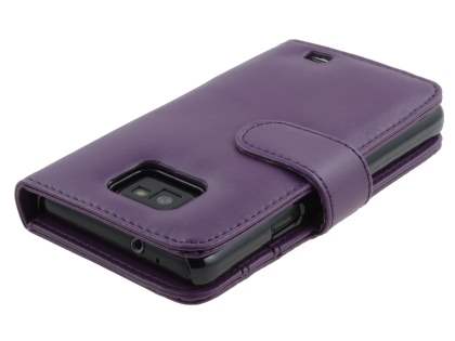 Samsung I9100 Galaxy S2 Synthetic Leather Wallet Case - Purple