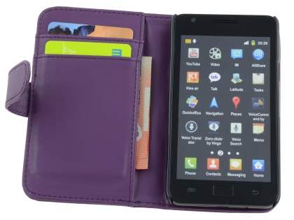 Samsung I9100 Galaxy S2 Synthetic Leather Wallet Case - Purple