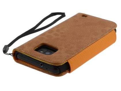 Stylish Synthetic Leather Wallet Case with Strap for Samsung I9100 Galaxy S2 - Brown