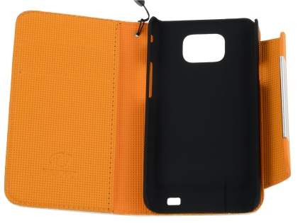 Stylish Synthetic Leather Wallet Case with Strap for Samsung I9100 Galaxy S2 - Brown