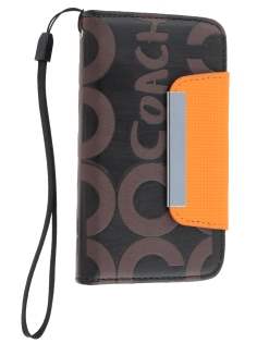 Stylish Synthetic Leather C Wallet Case with Strip for iPhone 4/4S - Dark Brown