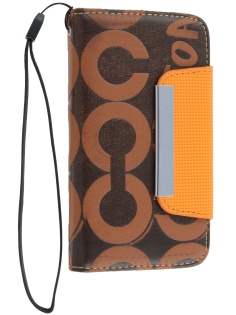 Stylish Synthetic Leather C Wallet Case with Strip for iPhone 4/4S - Brown