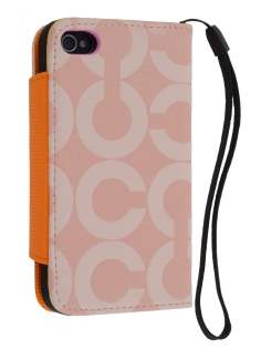 Stylish Synthetic Leather C Wallet Case with Strip for iPhone 4/4S - Baby Pink