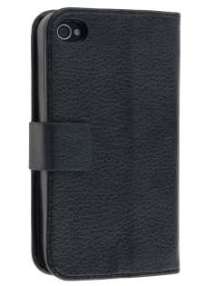 iPhone 4/4S Slim Synthetic Leather Wallet Case with Stand - Classic Black iPhone 4/4S Slim Synthetic Leather Wallet Case with Stand - Classic Black