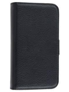 iPhone 4/4S Slim Synthetic Leather Wallet Case with Stand - Classic Black