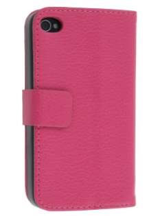 iPhone 4/4S Slim Synthetic Leather Wallet Case with Stand - Pink iPhone 4/4S Slim Synthetic Leather Wallet Case with Stand - Pink