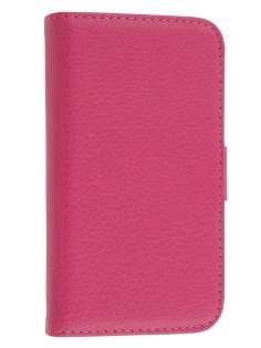 iPhone 4/4S Slim Synthetic Leather Wallet Case with Stand - Pink