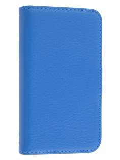 iPhone 4/4S Slim Synthetic Leather Wallet Case with Stand - Blue