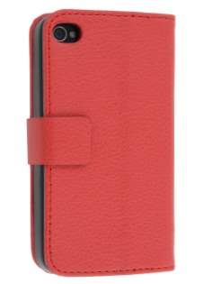 iPhone 4/4S Slim Synthetic Leather Wallet Case with Stand - Red iPhone 4/4S Slim Synthetic Leather Wallet Case with Stand - Red