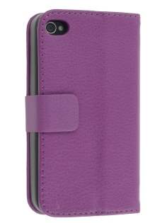 iPhone 4/4S Slim Synthetic Leather Wallet Case with Stand - Purple iPhone 4/4S Slim Synthetic Leather Wallet Case with Stand - Purple
