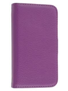 iPhone 4/4S Slim Synthetic Leather Wallet Case with Stand - Purple