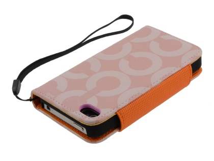 Stylish Synthetic Leather C Wallet Case with Strip for iPhone 4/4S - Baby Pink