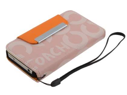 Stylish Synthetic Leather C Wallet Case with Strip for iPhone 4/4S - Baby Pink
