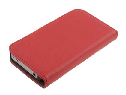 iPhone 4/4S Slim Synthetic Leather Wallet Case with Stand - Red