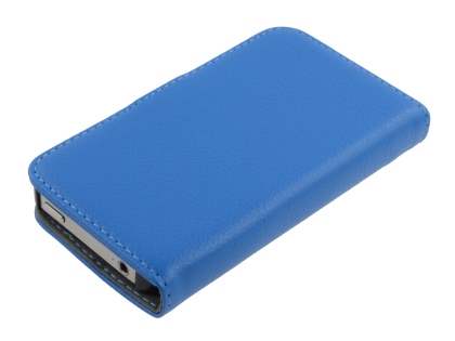 iPhone 4/4S Slim Synthetic Leather Wallet Case with Stand - Blue