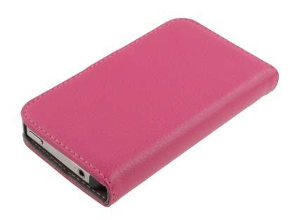 iPhone 4/4S Slim Synthetic Leather Wallet Case with Stand - Pink