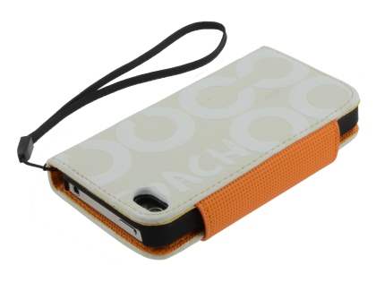 Stylish Synthetic Leather C Wallet Case with Strip for iPhone 4/4S - Mint Cream White