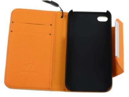 Stylish Synthetic Leather Wallet Case with Strip for iPhone 4/4S - Pearl White