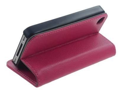 iPhone 4/4S Slim Synthetic Leather Wallet Case with Stand - Pink