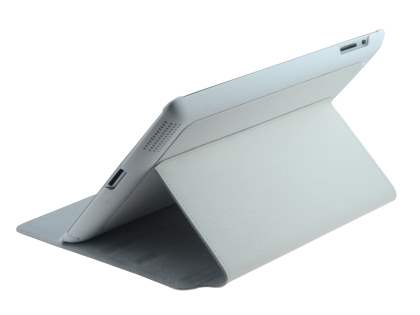Premium Ultra Slim Genuine Leather Flip Case with Stand for iPad 2/3 - White