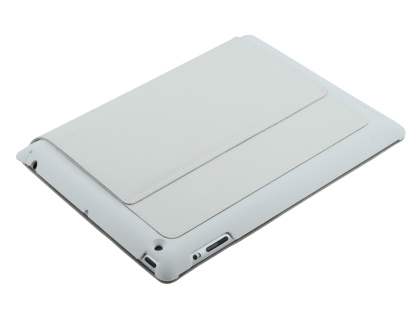 Premium Ultra Slim Genuine Leather Flip Case with Stand for iPad 2/3 - White
