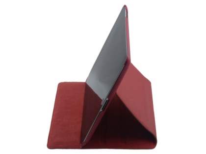 Premium Ultra Slim Genuine Leather Flip Case with Stand for iPad 2/3 - Red